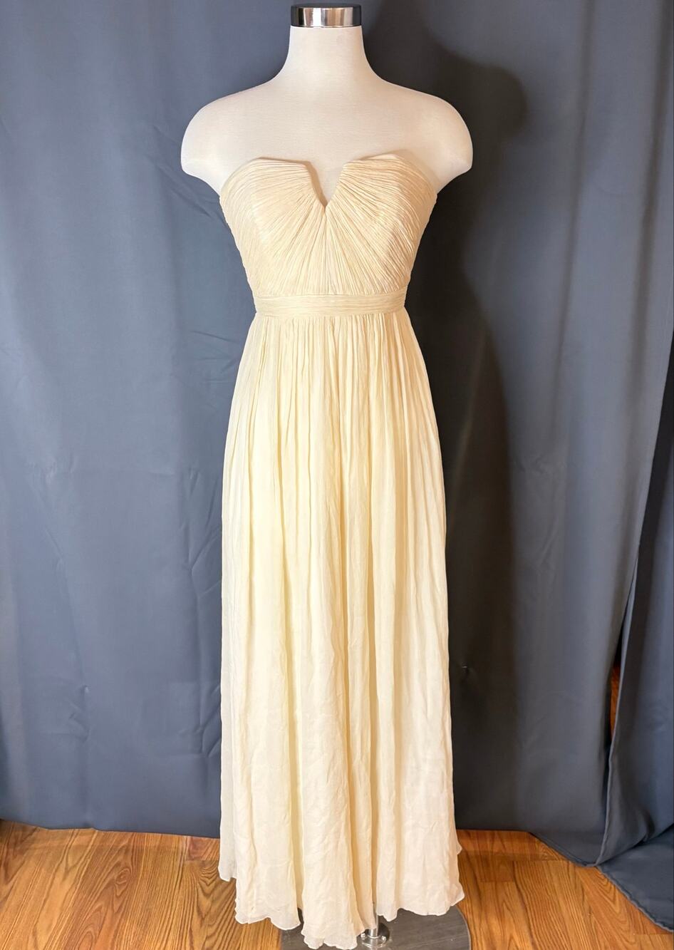 J. Crew Ivory Silk Chiffon Maxi Dress Nadia $650 Strapless Wedding Size 0 XS